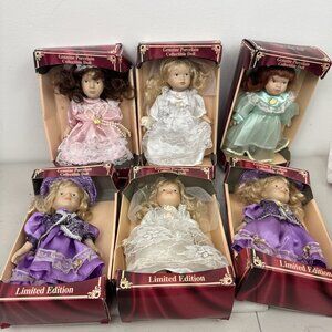 Lot Of 6 Genuine Porcelain Collectible Dolls Limited Edition